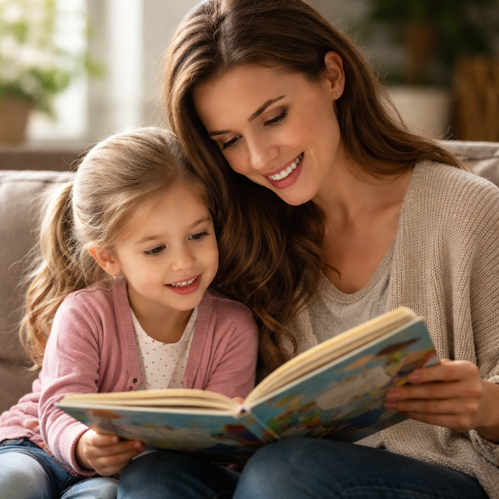 mother daugher reading