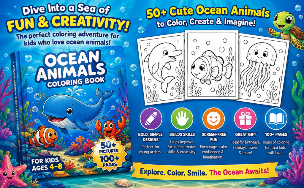 There is something magical about the ocean for children. Whales, dolphins, sea turtles, colorful fish, wiggly jellyfish, and silly crabs can turn an ordinary afternoon into an underwater adventure. a+2