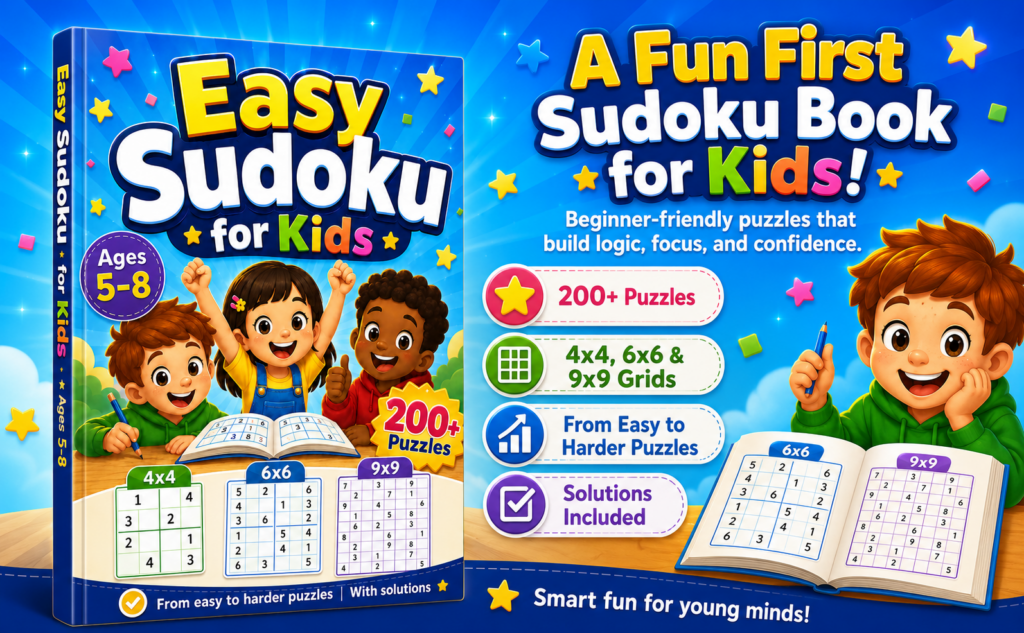 Easy Sudoku for Kids Ages 5–8: A Fun First Sudoku Book for Young Puzzle Lovers easy a+1