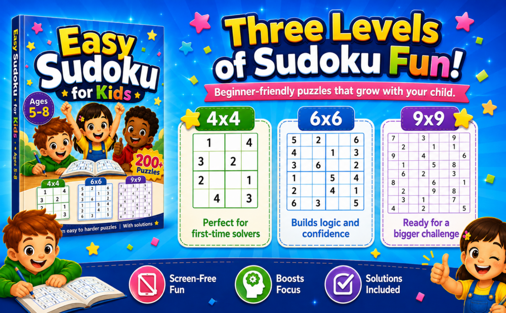 Easy Sudoku for Kids Ages 5–8: A Fun First Sudoku Book for Young Puzzle Lovers easy a+2