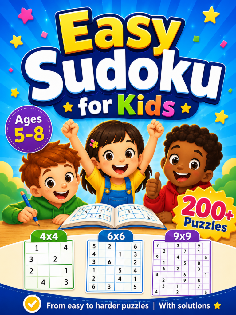 Easy Sudoku for Kids Ages 5–8: A Fun First Sudoku Book for Young Puzzle Lovers easy kids 1